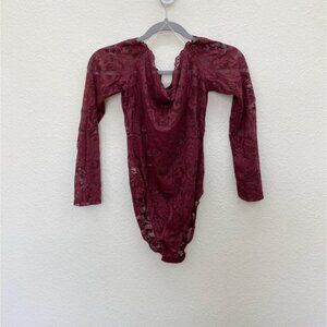 Eliza Burgundy Floral Lace Off The Shoulder Bodysuit 999825 Womens size Small